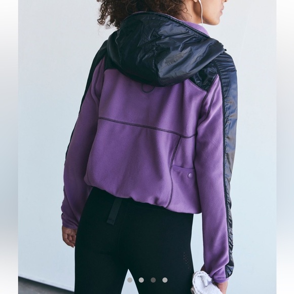 Free People FP Movement Go The Distance Fleece Color Block Hooded Zip Up Jacket - Picture 3 of 4